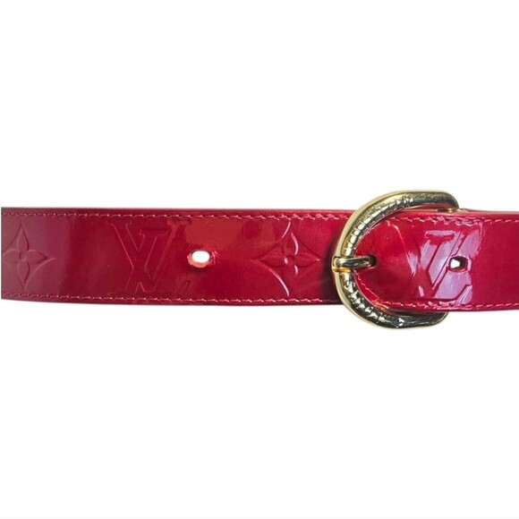Louis Vuitton Red Vernis Leather Belt Gold Buckle Size 90/36 Made in France main image 14